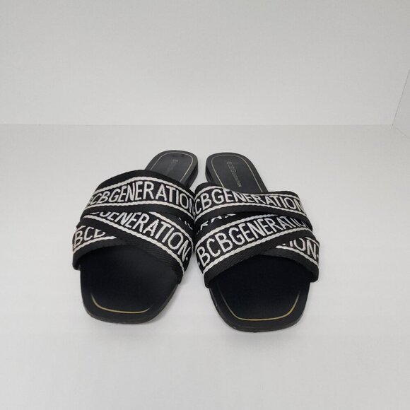 BCBGeneration Sandals Women's Size 9.5 Criss Cross Black/White Open Toe - Picture 3 of 8